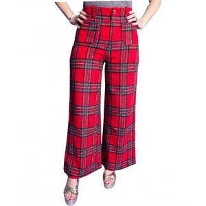 NEW GEEGEE holly plaid pants in cranberry